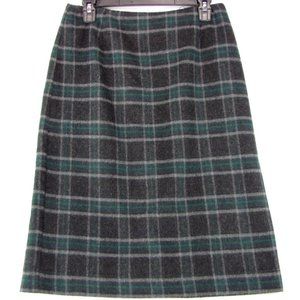 SALE! Plaid Wool Gray Green Midi Knee Skirt